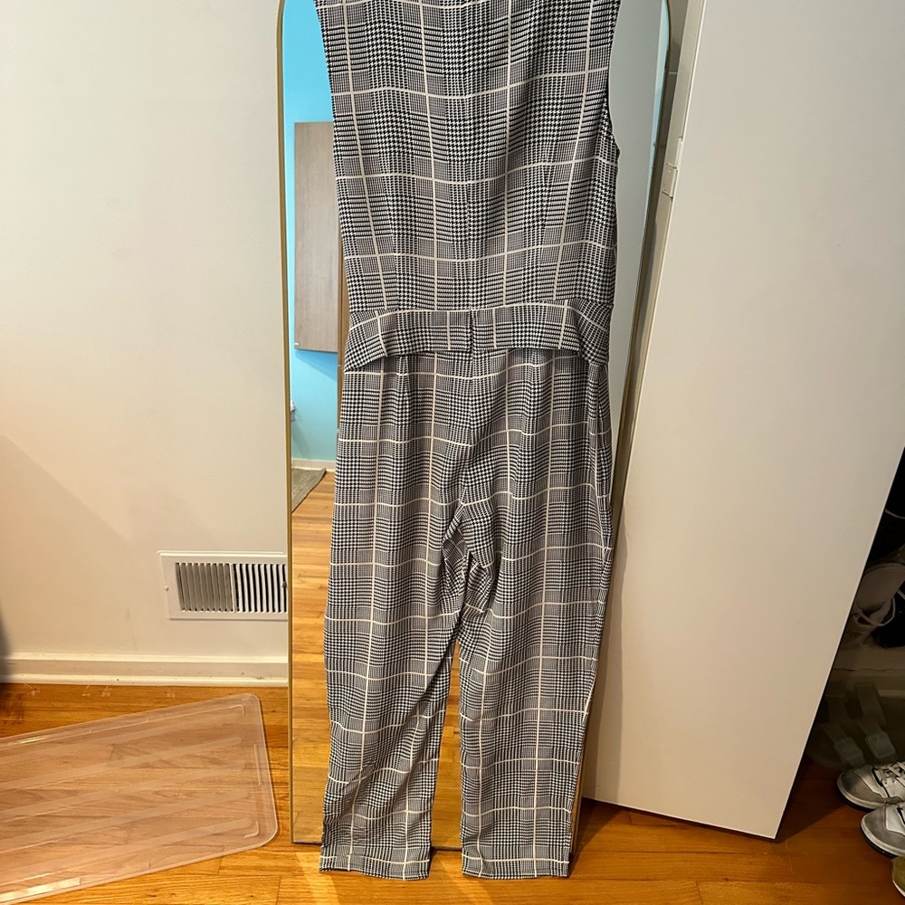 L’AGENCE EUC Julia Plaid Checkered Silk Jumpsuit - Picture 4 of 7
